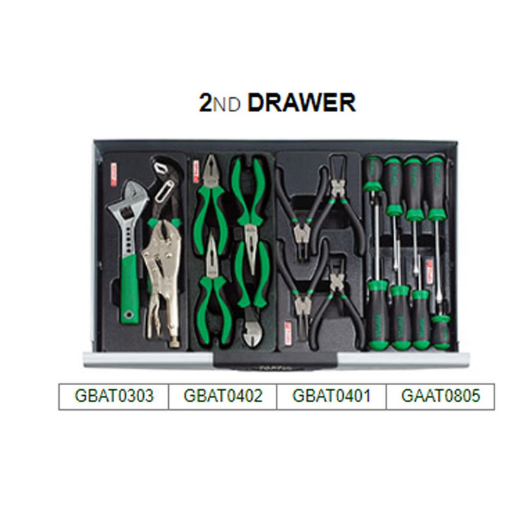 جعبه ابزار 227 پارچه 7 کشو سبز تاپ تول GCAI0001