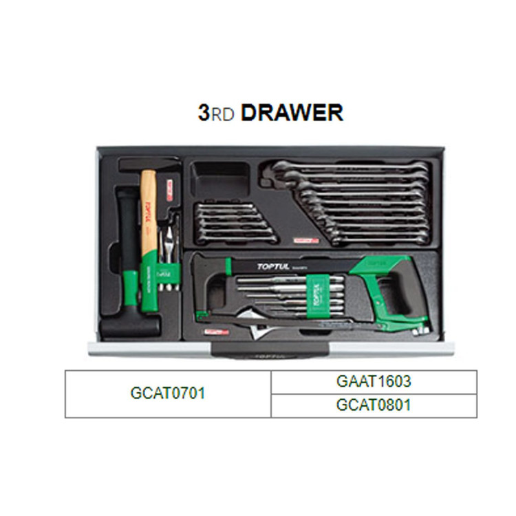 جعبه ابزار 227 پارچه 7 کشو سبز تاپ تول GCAI0001