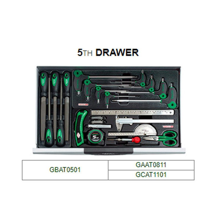جعبه ابزار 227 پارچه 7 کشو سبز تاپ تول GCAI0001