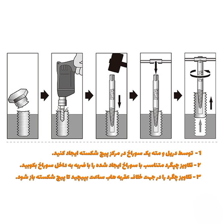 قلاویز چپ گرد دنده ریز 5 عددی تاپ تول مدل JGAW0501