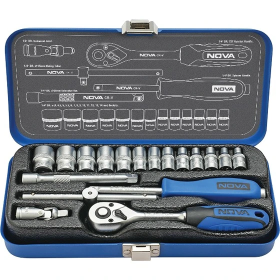 جعبه بکس 1/4 اینچ 18 پارچه هواگیری برند نووا مدل 6430